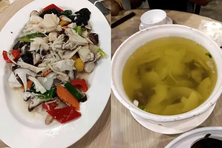 晚餐合菜:雞、筍湯